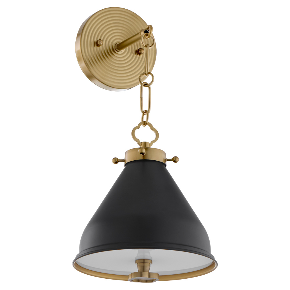 BONNEL 1 LIGHT WALL MOUNT - MATTE BLACK/AGED BRASS