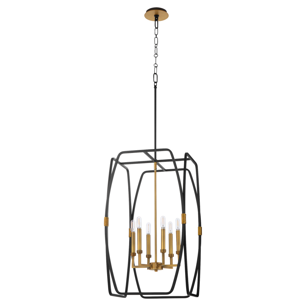 BISHOP 28" 6 LIGHT PENDANT - MB/BRUSHED BRASS