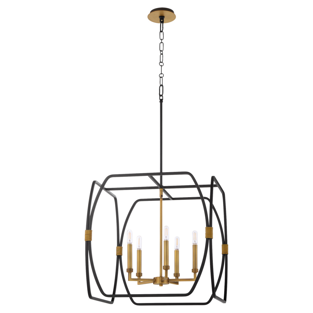 BISHOP 20" 5 LIGHT PENDANT - MB/BRUSHED BRASS