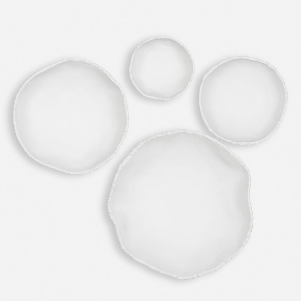 Uttermost Lucky Coins White Metal Wall Bowls Set/4